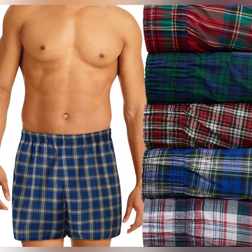 Jupiter Secret big mens classic plaid boxer shorts, set of 5; size: 5XL